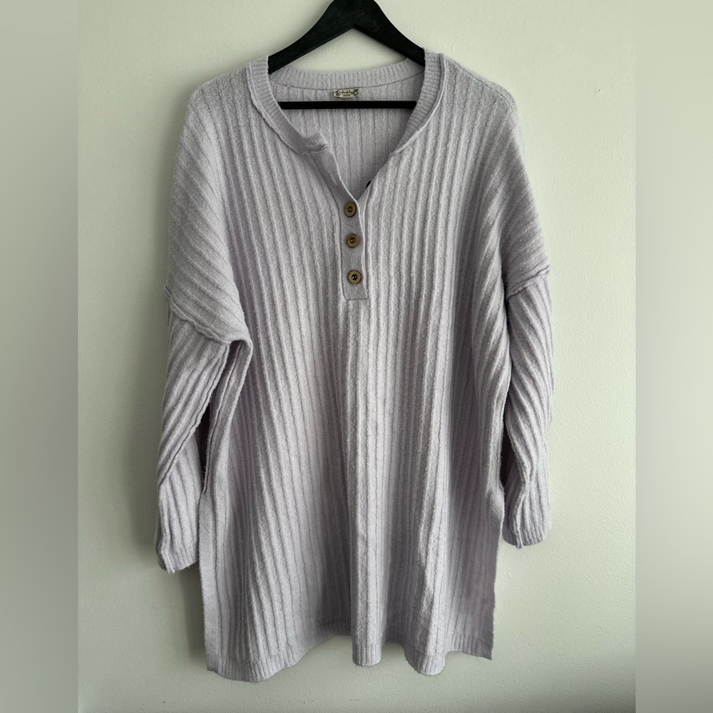 Free People Around the Clock Lavender‎ Long Sleeve Top Medium - Picture 3 of 7